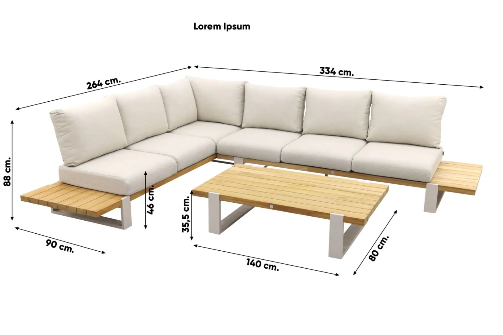 Suns Nardo loungeset - hoekbank - Camel Sand/Natural mixed weave
