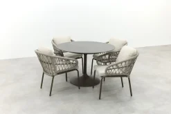 Suns Tosca/Nova ronde tuinset voor 4 personen Ø120 cm. - Rope/Brons