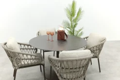 Suns Tosca/Nova ronde tuinset voor 4 personen Ø120 cm. - Rope/Brons