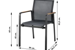 Suns Tutti stapelbare tuinstoel - Antraciet met teak armleuning