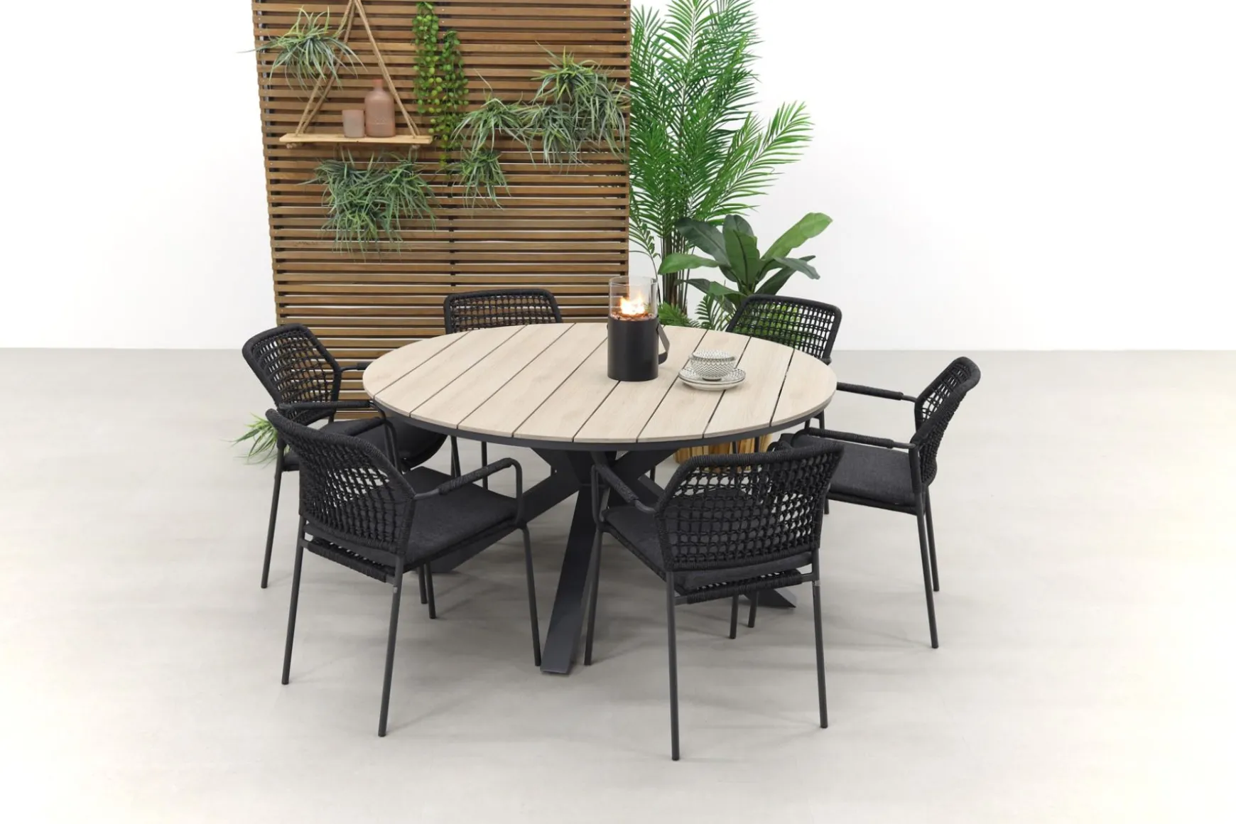 Taste Barista antraciet / Garden Impressions Edison 148 cm. - ronde tuinset