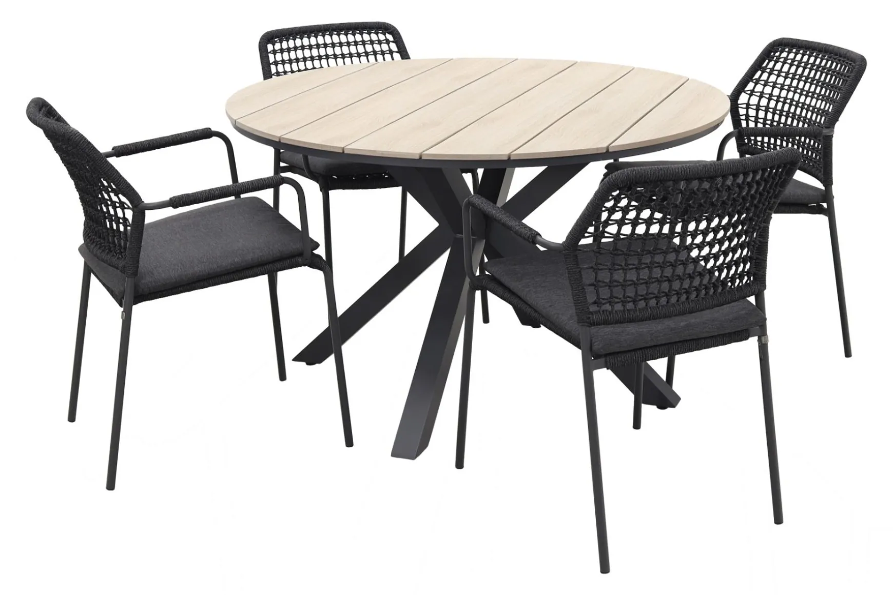 Taste Barista antraciet / GI Edison 122 cm. - ronde tuinset