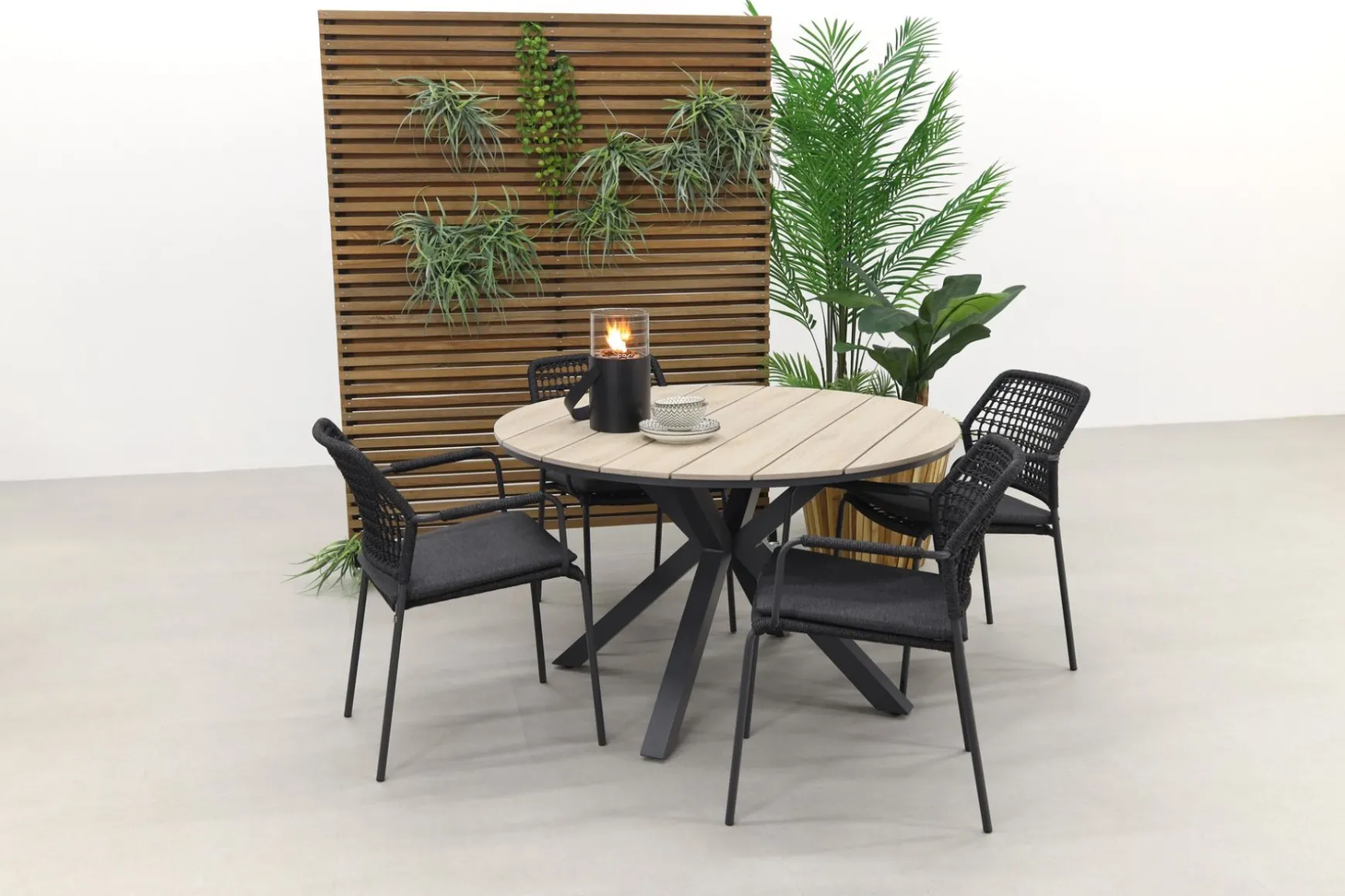 Taste Barista antraciet / GI Edison 122 cm. - ronde tuinset