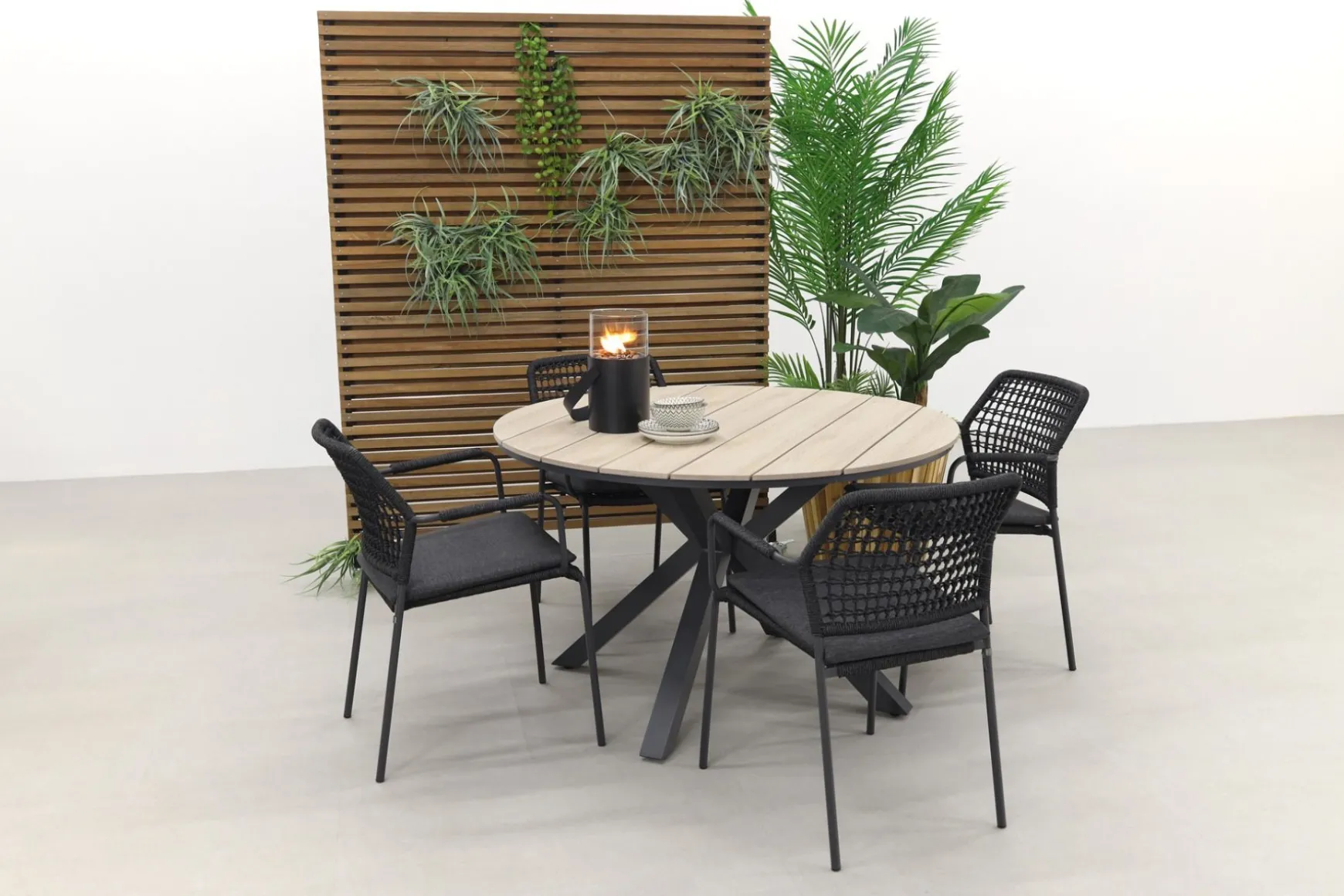 Taste Barista antraciet / GI Edison 122 cm. - ronde tuinset