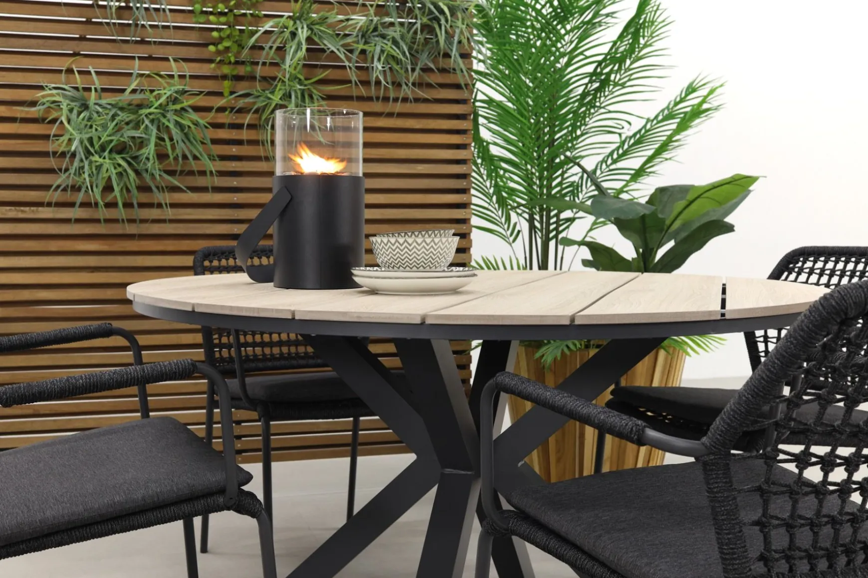 Taste Barista antraciet / GI Edison 122 cm. - ronde tuinset