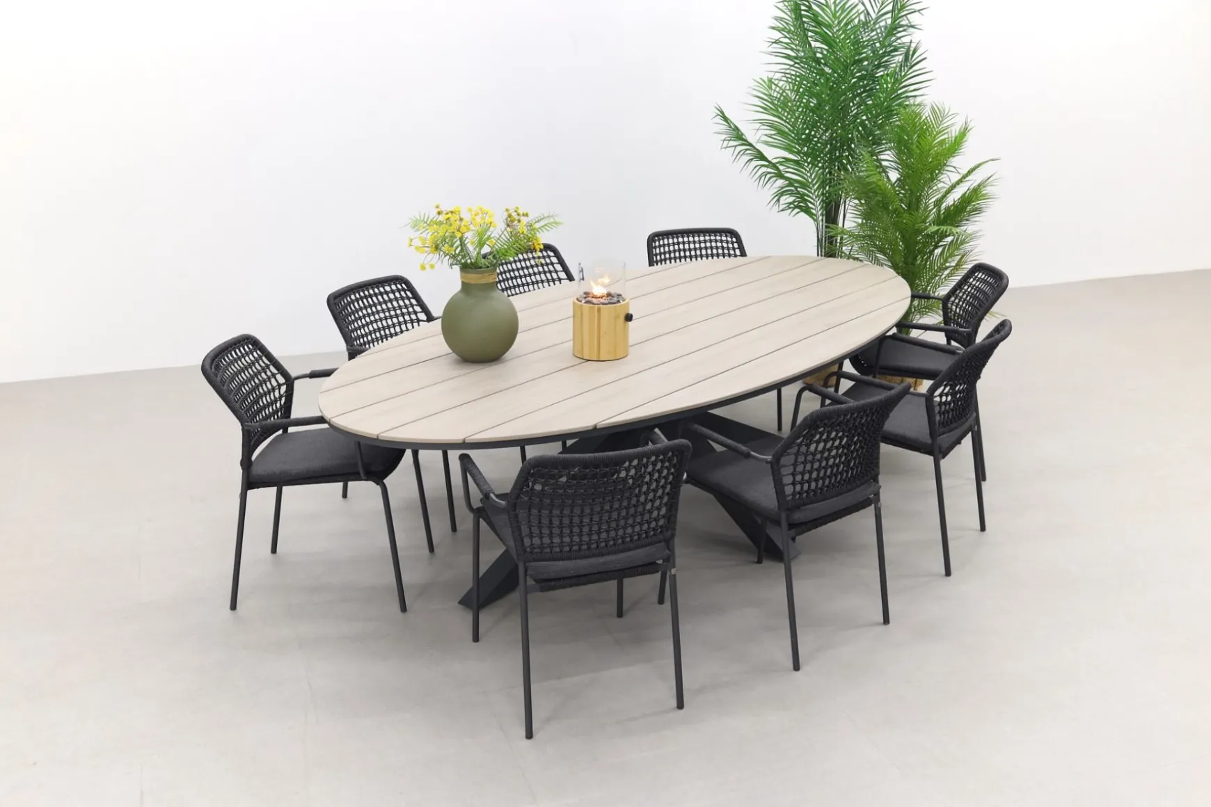 Taste Barista - Antraciet / GI Edison 280x140 cm. tafel - ovale tuinset