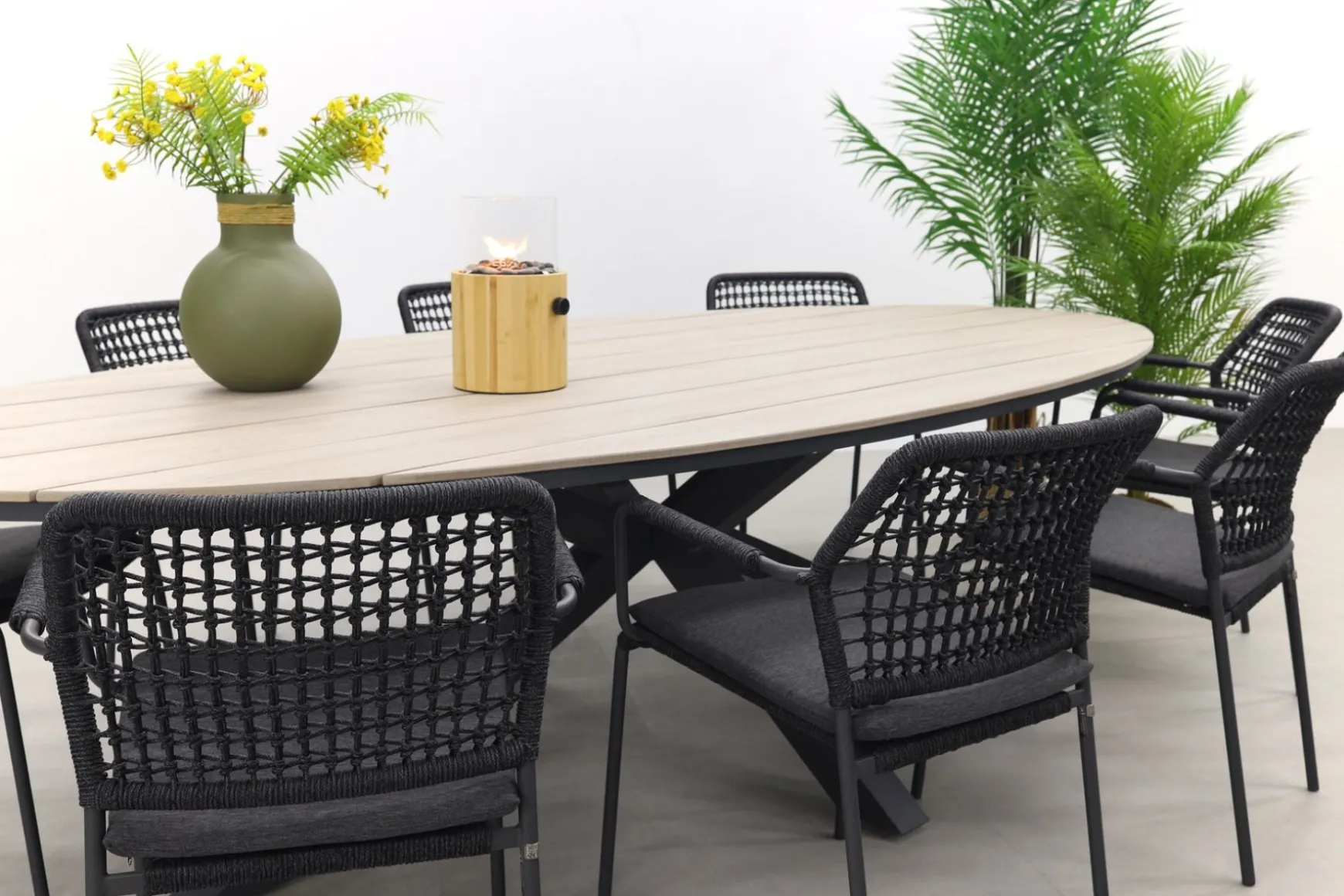 Taste Barista - Antraciet / GI Edison 280x140 cm. tafel - ovale tuinset