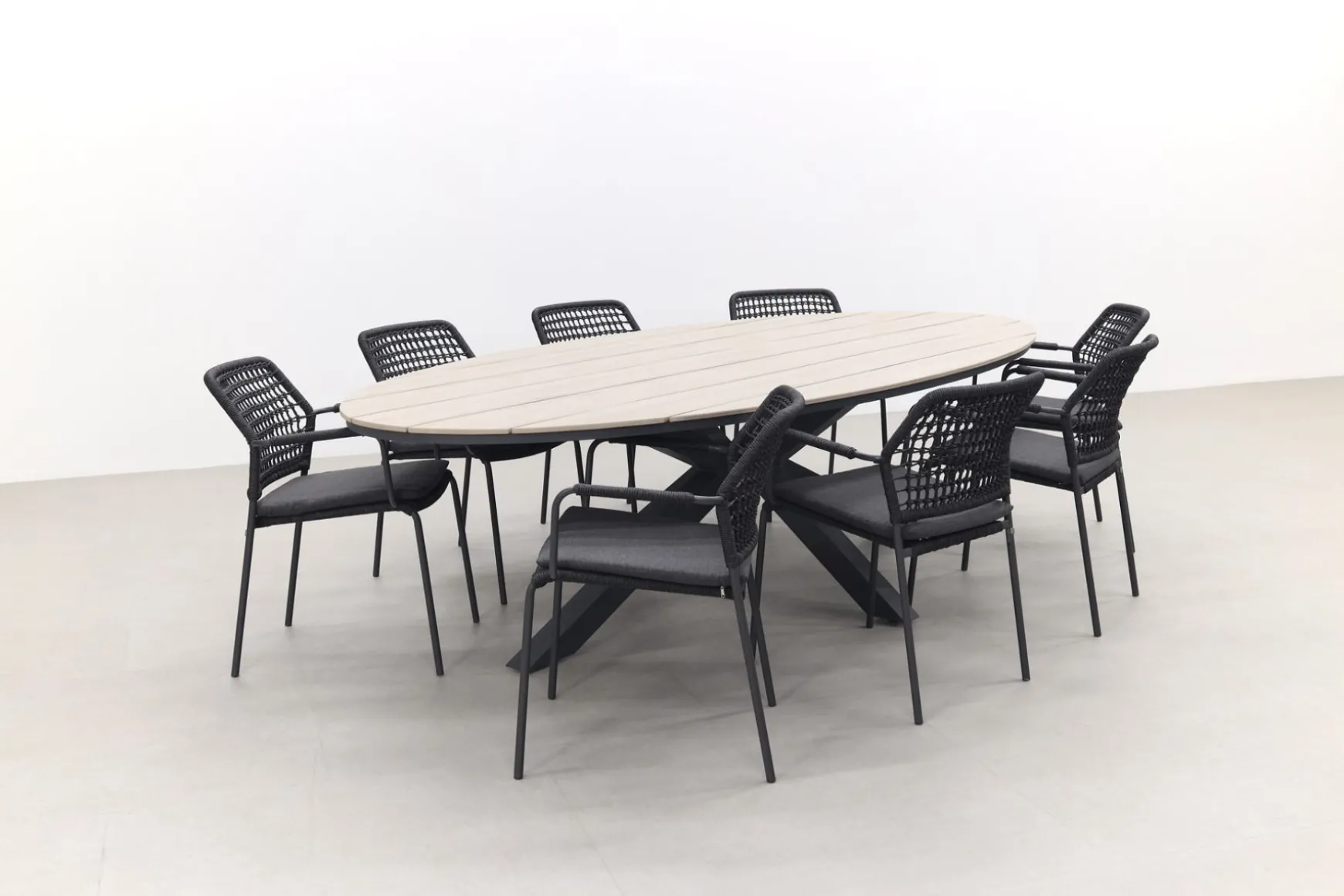 Taste Barista - Antraciet / GI Edison 280x140 cm. tafel - ovale tuinset