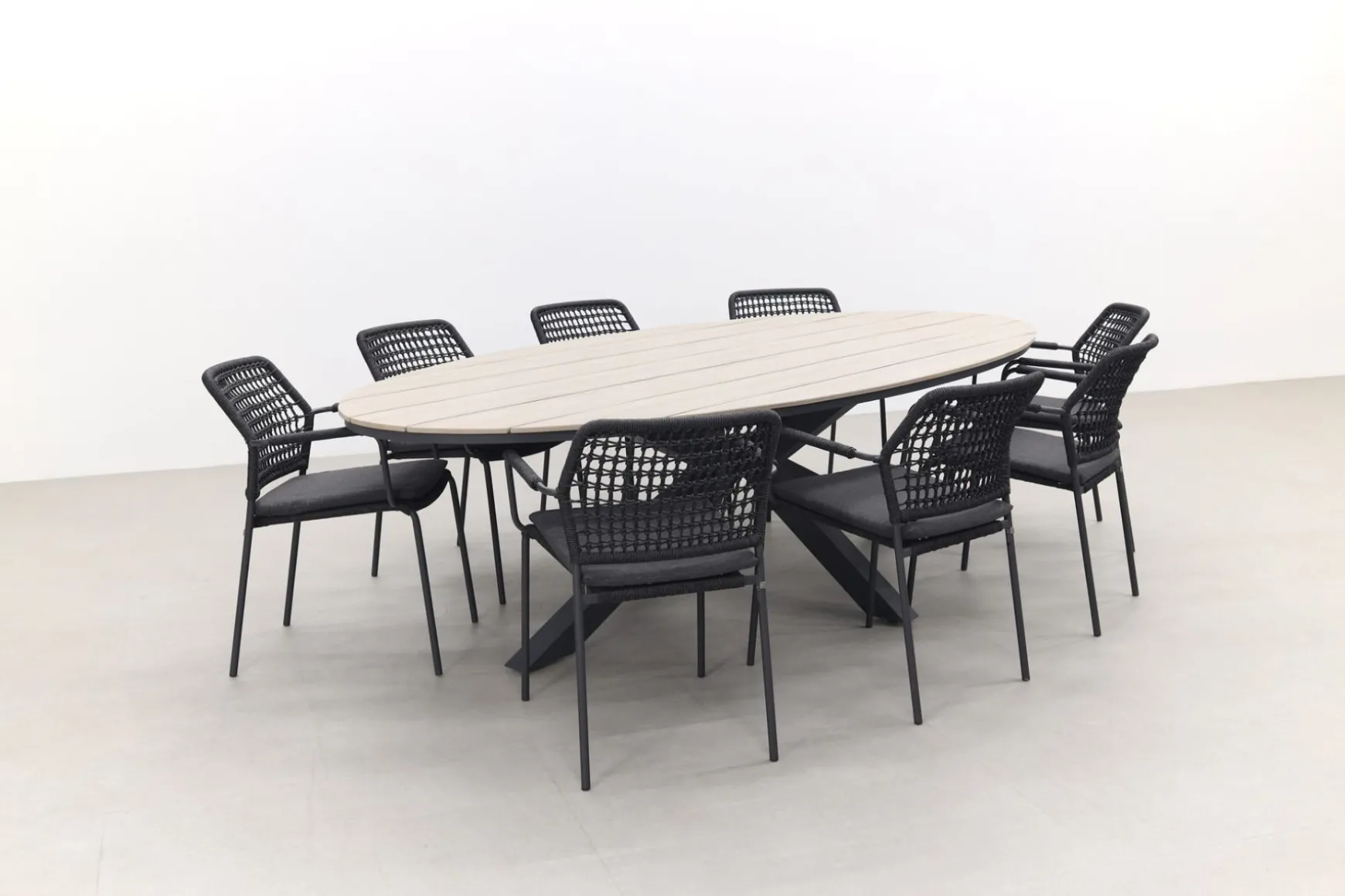 Taste Barista - Antraciet / GI Edison 280x140 cm. tafel - ovale tuinset