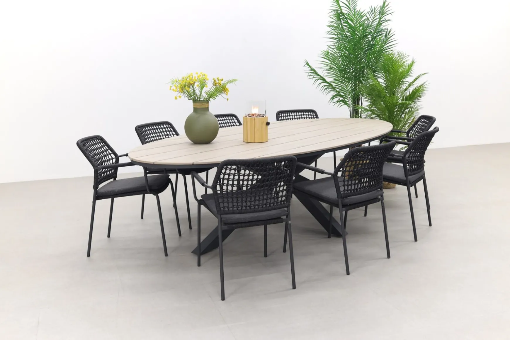 Taste Barista - Antraciet / GI Edison 280x140 cm. tafel - ovale tuinset