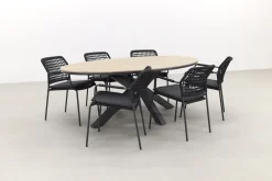 Taste Barista - Antraciet / GI Edison 220 x 115 cm. tafel - ovale tuinset