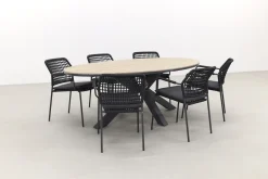 Taste Barista - Antraciet / GI Edison 220 x 115 cm. tafel - ovale tuinset