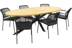 Taste Barista Antraciet/Prado Ellips 240x115 cm. ovale tuinset - 7 delig