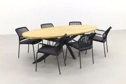Taste Barista Antraciet/Prado Ellips 240x115 cm. ovale tuinset - 7 delig