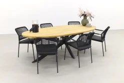 Taste Barista Antraciet/Prado Ellips 240x115 cm. ovale tuinset - 7 delig