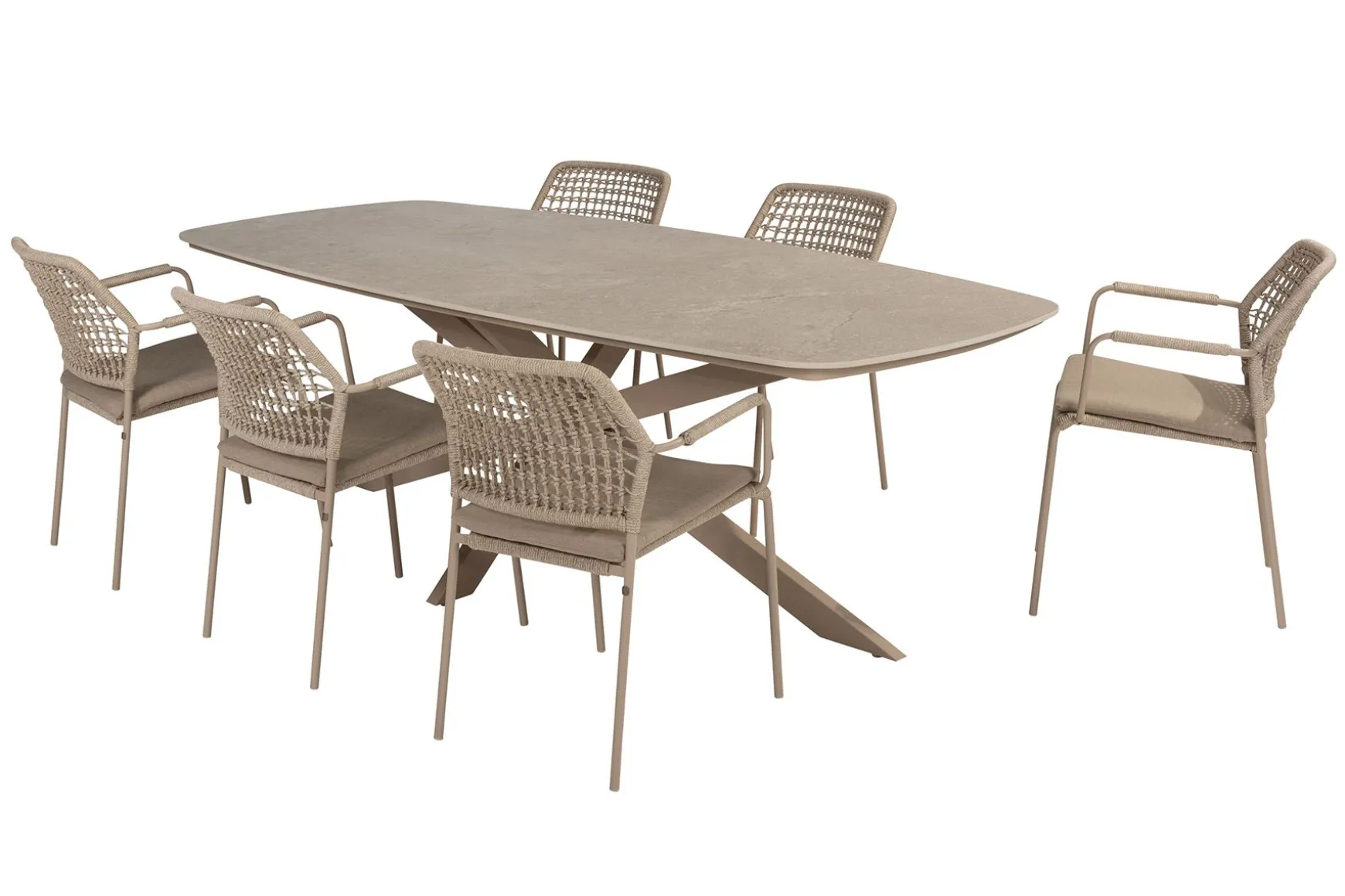Taste Barista/Prado Deens ovale 6-persoons tuinset 240x105 cm. - Latte