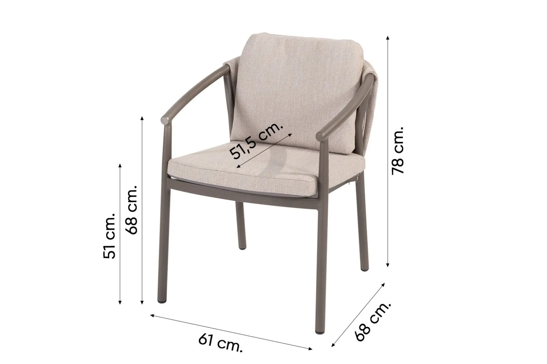 Taste Barolo/Denia 6-persoons organische tuinset 240x105 cm. - Terre