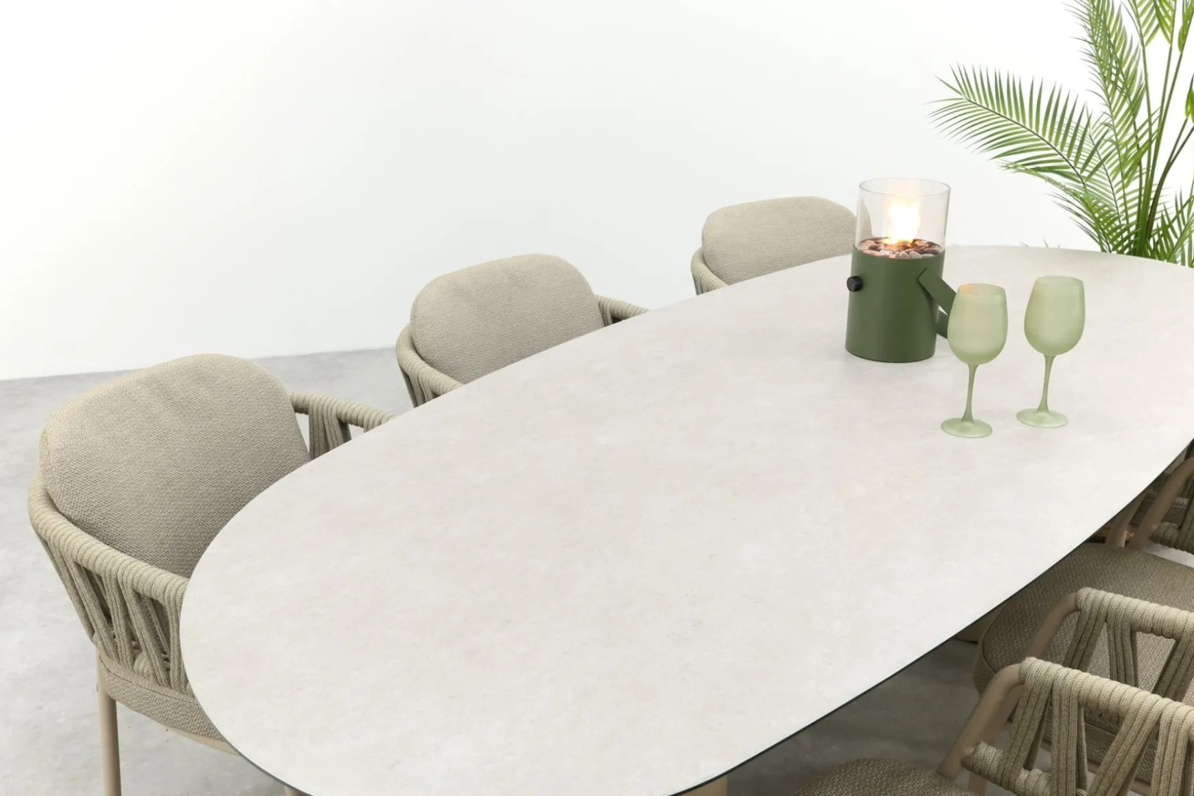 Taste Calma/Denia 6-persoons organische tuinset 240x105 cm. - Latte