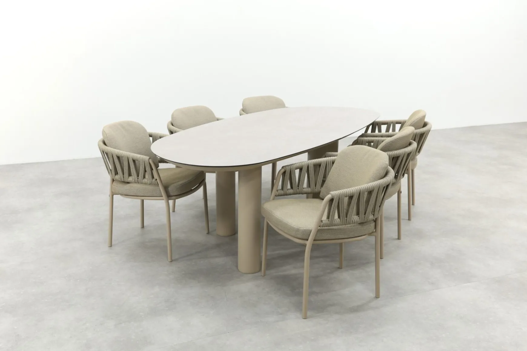 Taste Calma/Denia 6-persoons organische tuinset 240x105 cm. - Latte