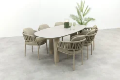 Taste Calma/Denia 6-persoons organische tuinset 240x105 cm. - Latte