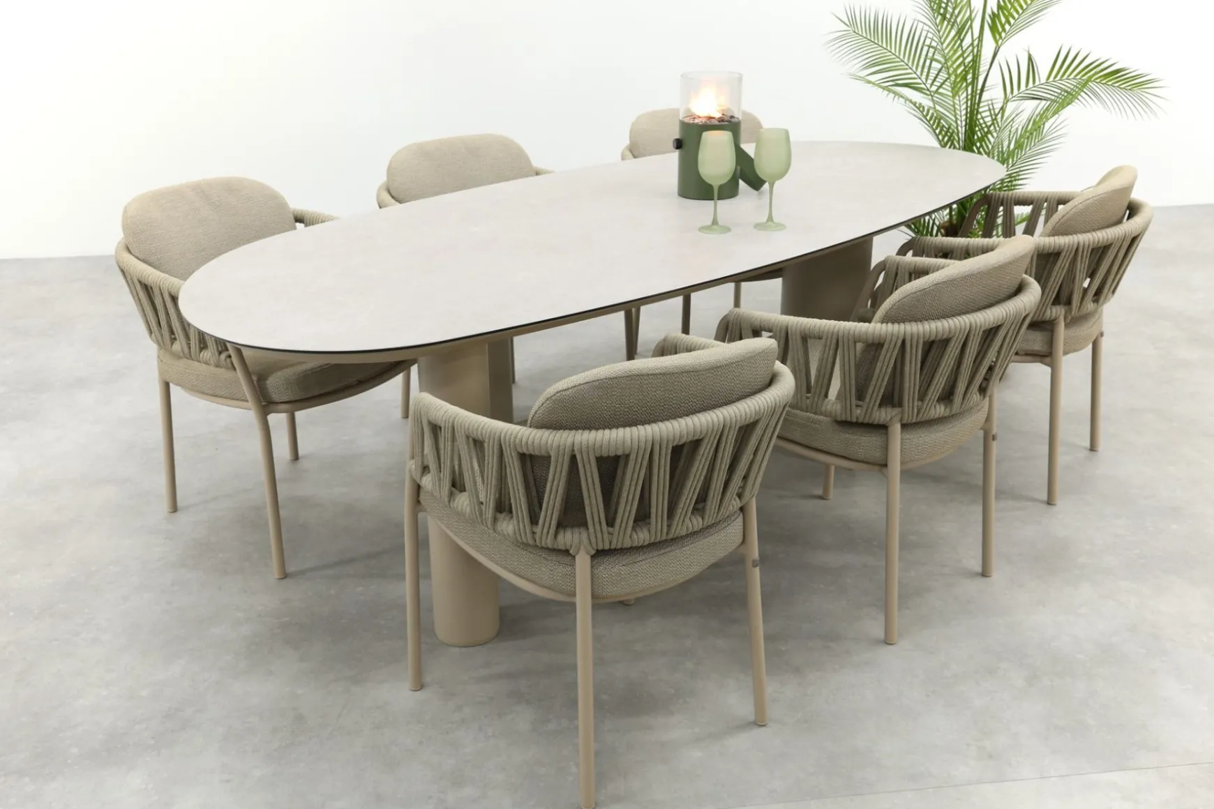 Taste Calma/Denia 6-persoons organische tuinset 240x105 cm. - Latte
