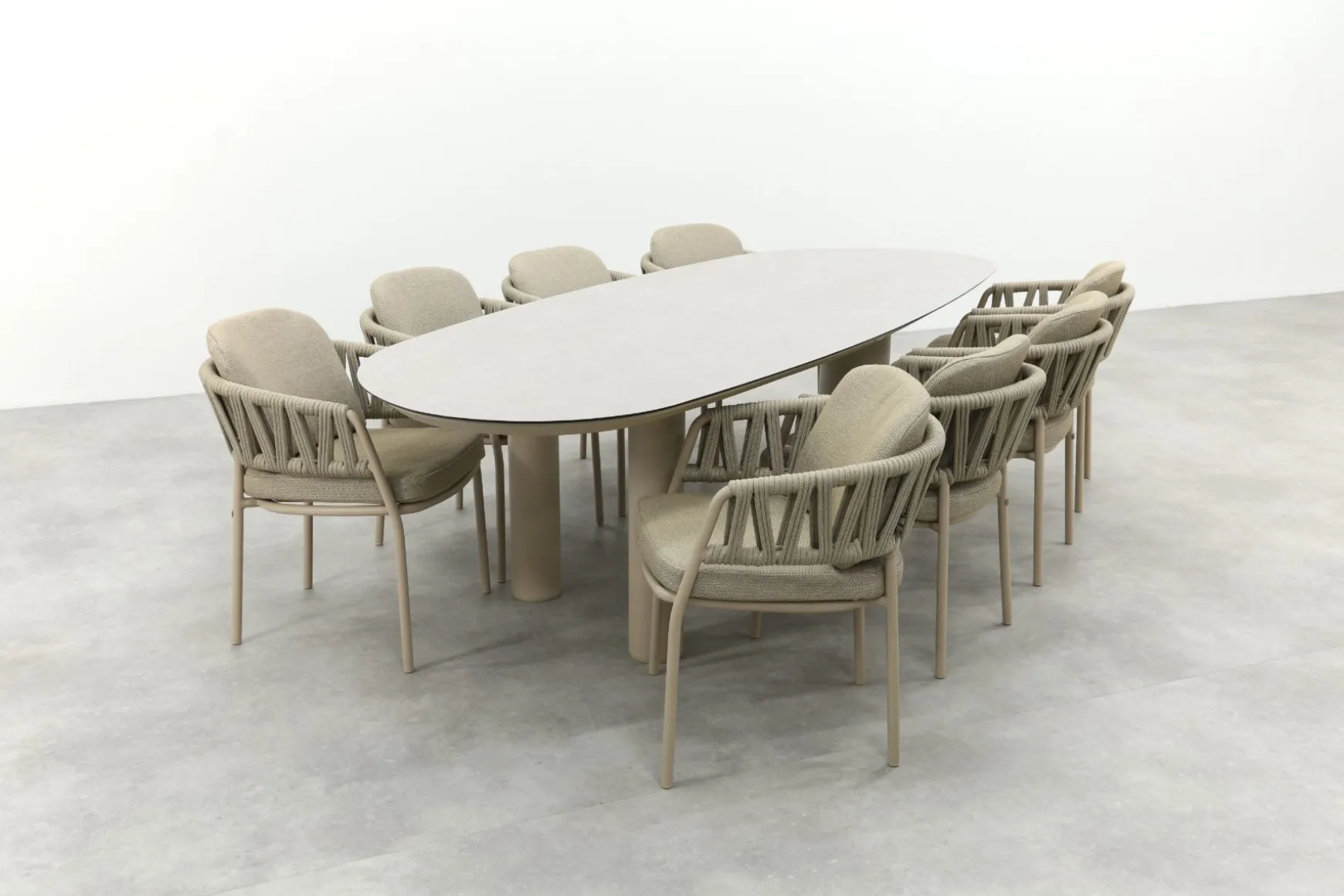 Taste Calma/Denia 8-persoons organische tuinset 290x110 cm. - Latte