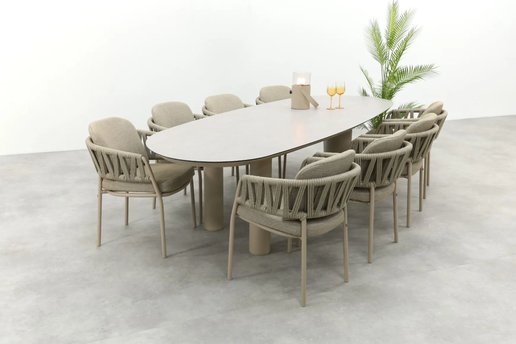 Taste Calma/Denia 8-persoons organische tuinset 290x110 cm. - Latte