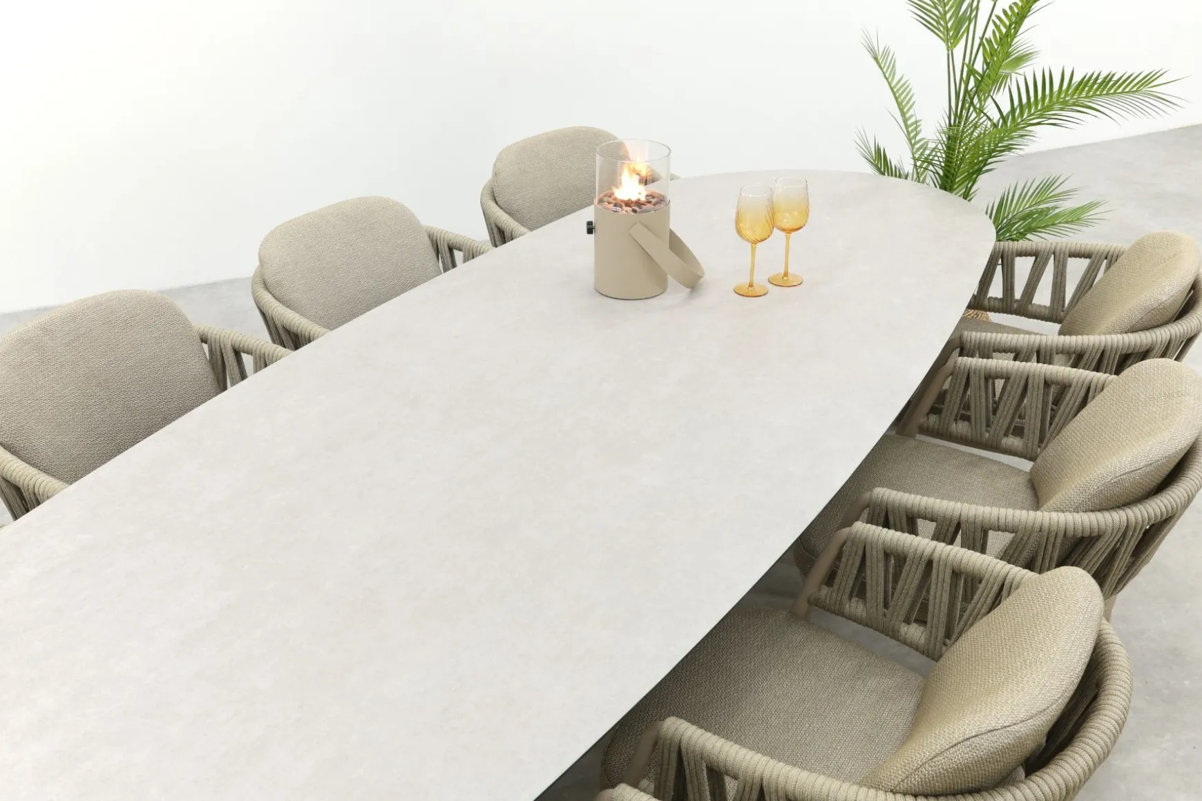 Taste Calma/Denia 8-persoons organische tuinset 290x110 cm. - Latte