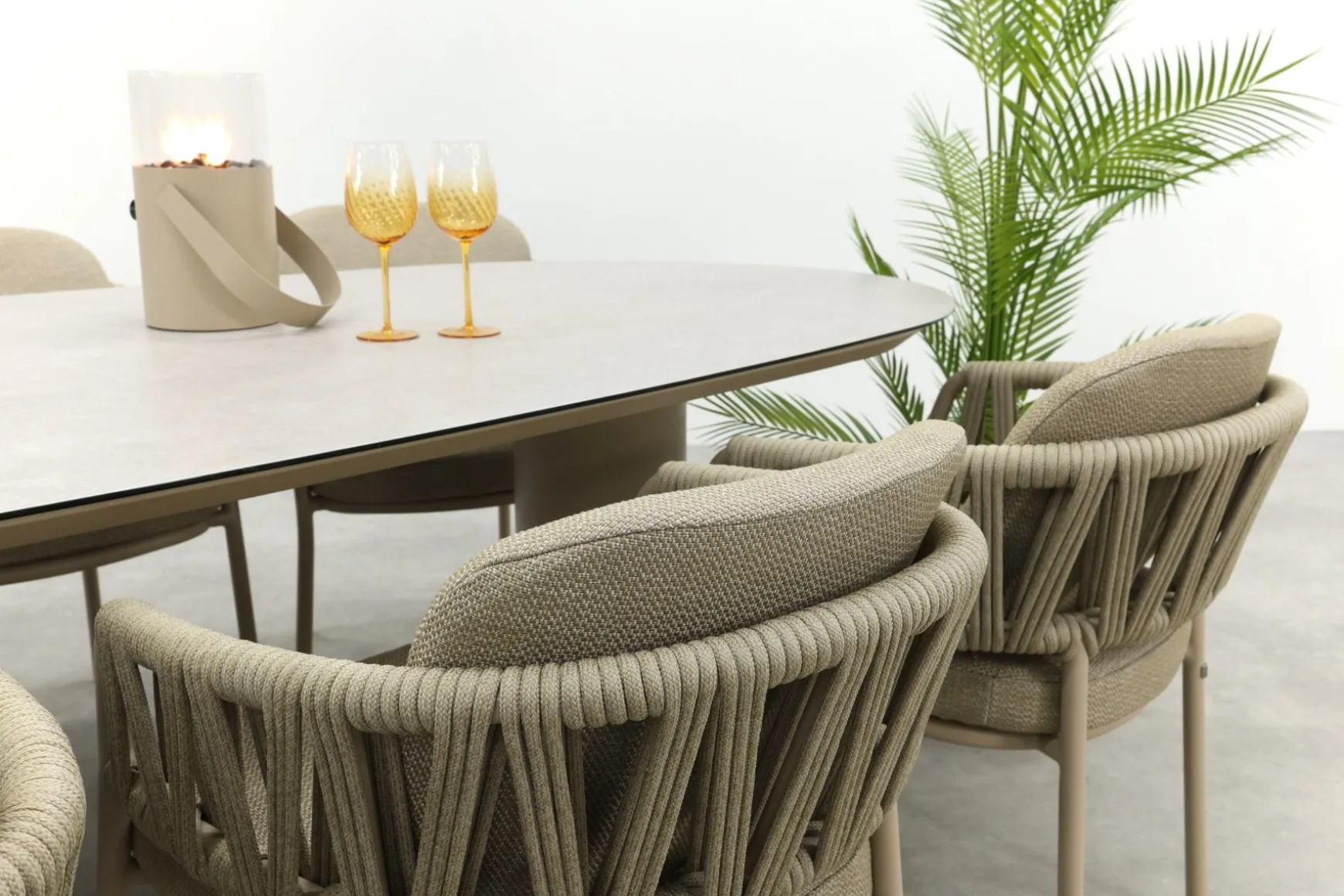 Taste Calma/Denia 8-persoons organische tuinset 290x110 cm. - Latte