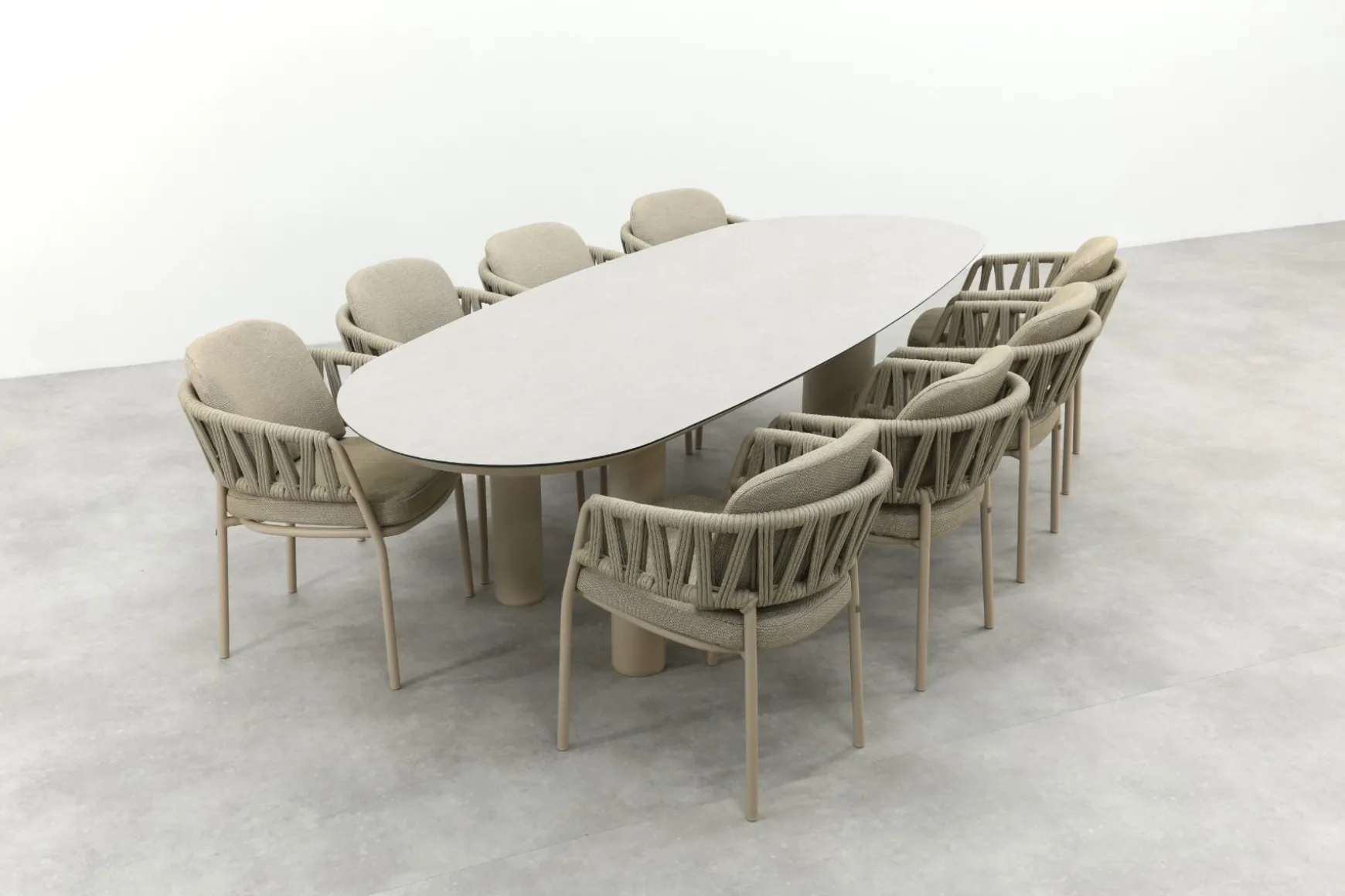 Taste Calma/Denia 8-persoons organische tuinset 290x110 cm. - Latte