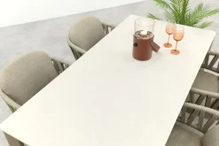 Taste Calma/Hartman Kyra rope tuinset voor 4 personen 180x90 cm. - Latte