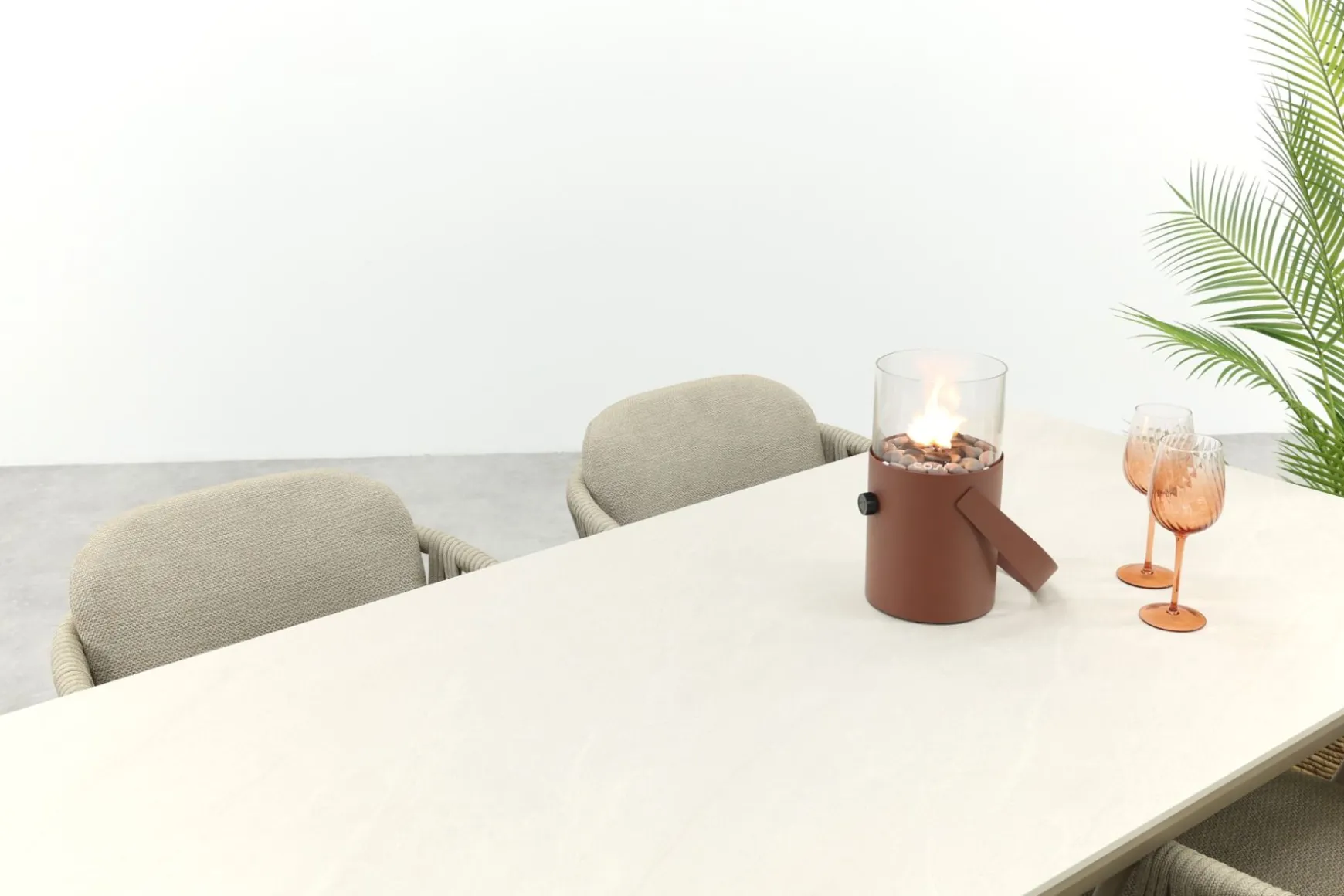 Taste Calma/Hartman Kyra rope tuinset voor 4 personen 180x90 cm. - Latte