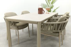Taste Calma/Hartman Kyra rope tuinset voor 4 personen 180x90 cm. - Latte