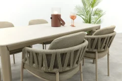 Taste Calma/Hartman Kyra rope tuinset voor 4 personen 180x90 cm. - Latte