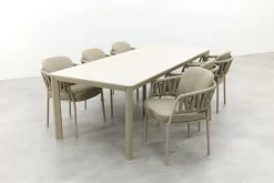 Taste Calma/Hartman Kyra rope tuinset voor 6 personen 240x100 cm. - Latte