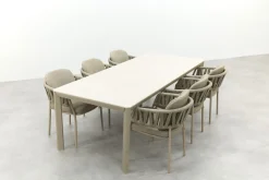 Taste Calma/Hartman Kyra rope tuinset voor 6 personen 240x100 cm. - Latte