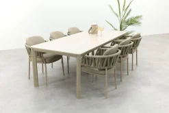 Taste Calma/Hartman Kyra rope tuinset voor 6 personen 240x100 cm. - Latte