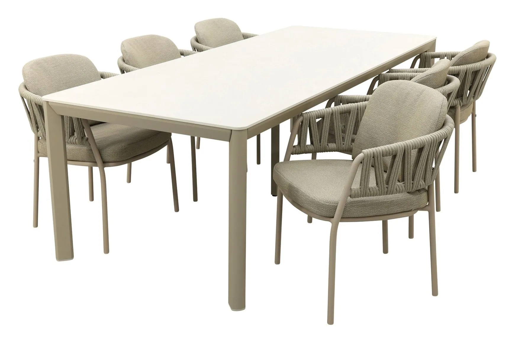 Taste Calma/Hartman Kyra rope tuinset voor 6 personen 240x100 cm. - Latte