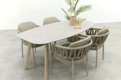 Taste Calma/Manolo 4-persoons Deens ovale tuinset 180x95 cm. - Latte