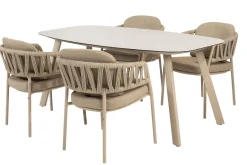 Taste Calma/Manolo 4-persoons Deens ovale tuinset 180x95 cm. - Latte
