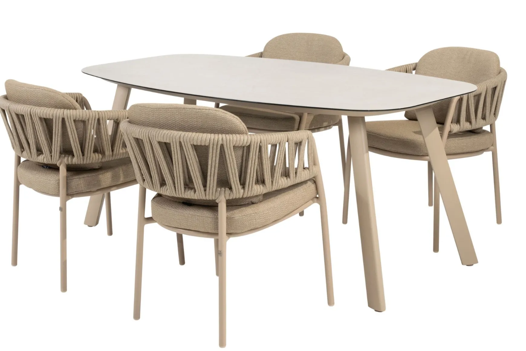 Taste Calma/Manolo 4-persoons Deens ovale tuinset 180x95 cm. - Latte