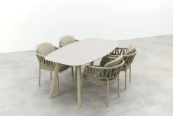 Taste Calma/Manolo 4-persoons Deens ovale tuinset 180x95 cm. - Latte