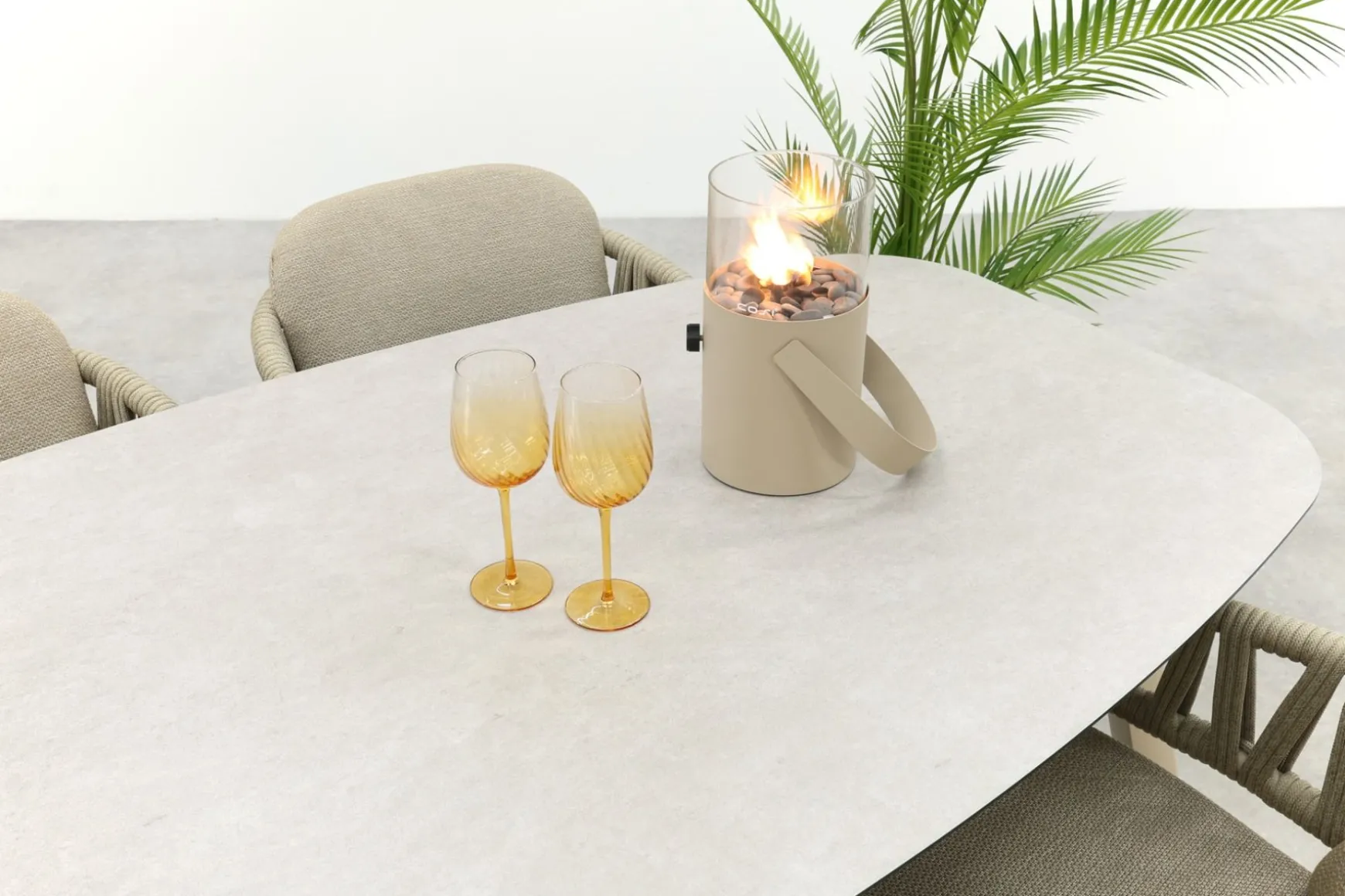 Taste Calma/Manolo 4-persoons Deens ovale tuinset 180x95 cm. - Latte