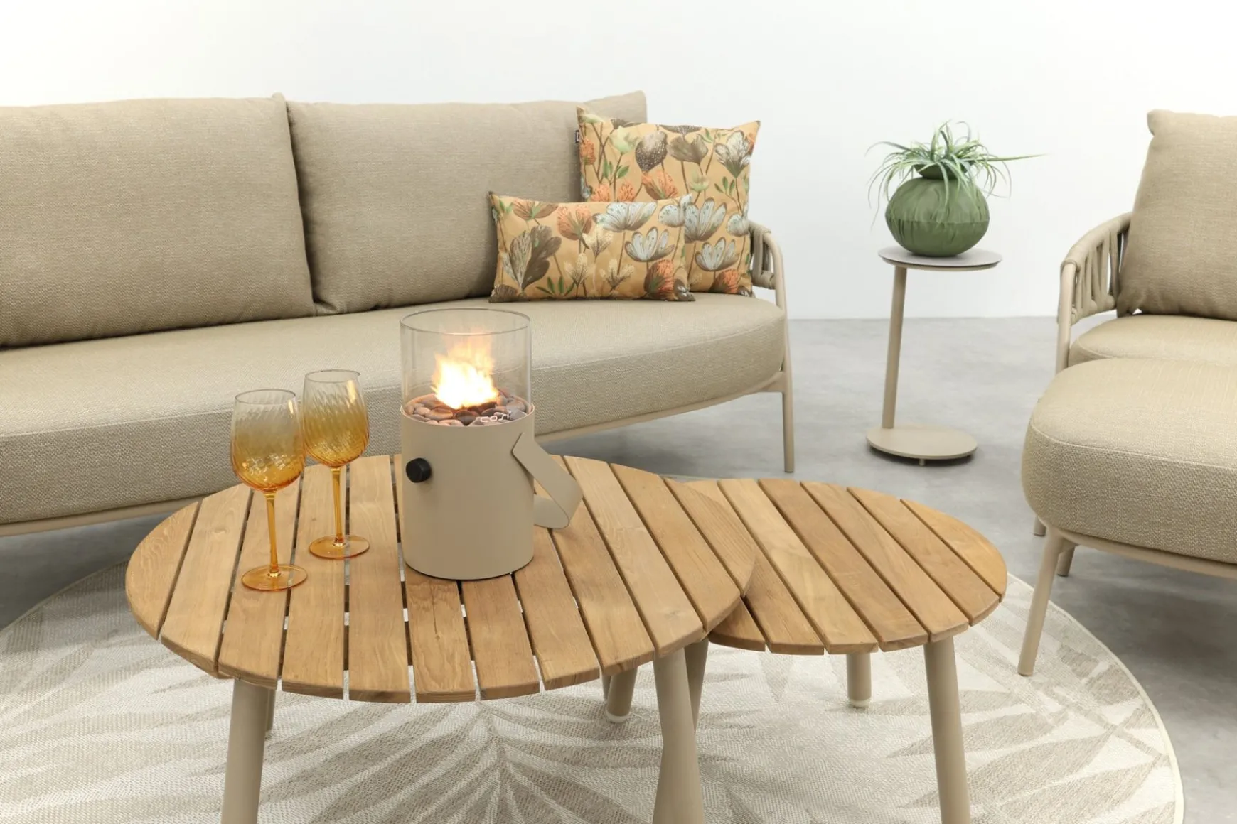 Taste Calma/Mindo tafels 5-zits stoel-bank loungeset- Latte