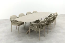 Taste Calma/Prado 8-persoons Deens ovale dining tuinset 300x110 cm. - Latte