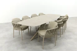 Taste Calma/Prado 8-persoons Deens ovale dining tuinset 300x110 cm. - Latte