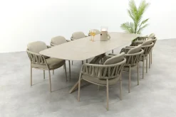 Taste Calma/Prado 8-persoons Deens ovale dining tuinset 300x110 cm. - Latte