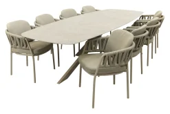 Taste Calma/Prado 8-persoons Deens ovale dining tuinset 300x110 cm. - Latte