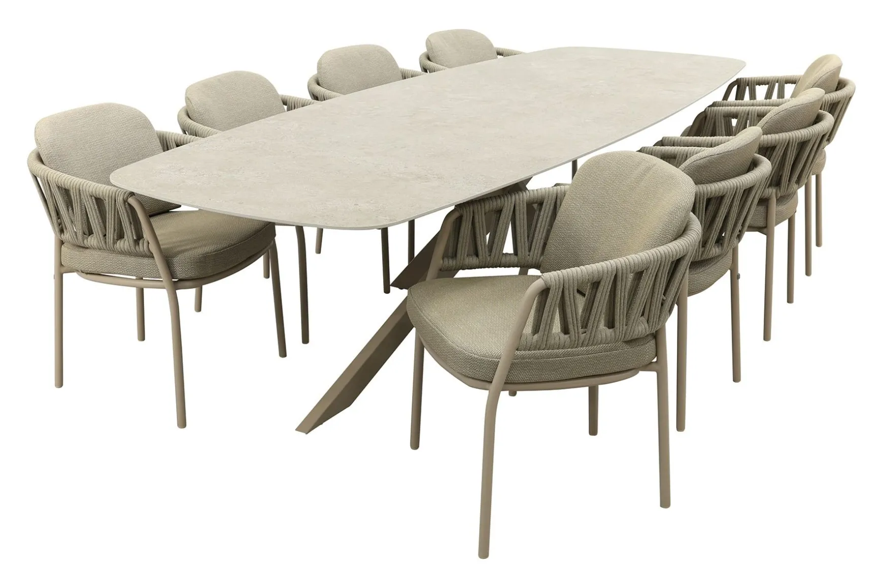 Taste Calma/Prado 8-persoons Deens ovale dining tuinset 300x110 cm. - Latte