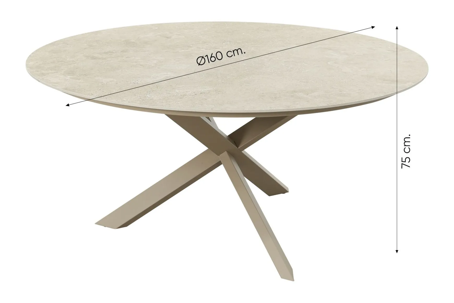 Taste Calma/Prado 6-persoons ronde dining tuinset Ø160 cm. - Latte